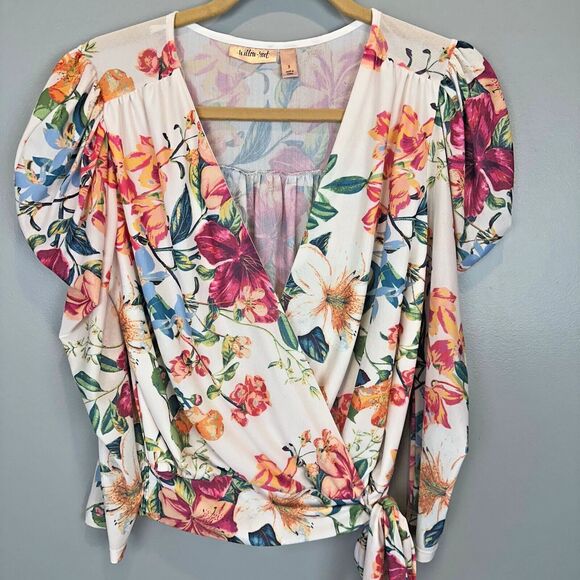 Willow Root Womens Floral V Neck Blouse Small - Picture 1 of 6
